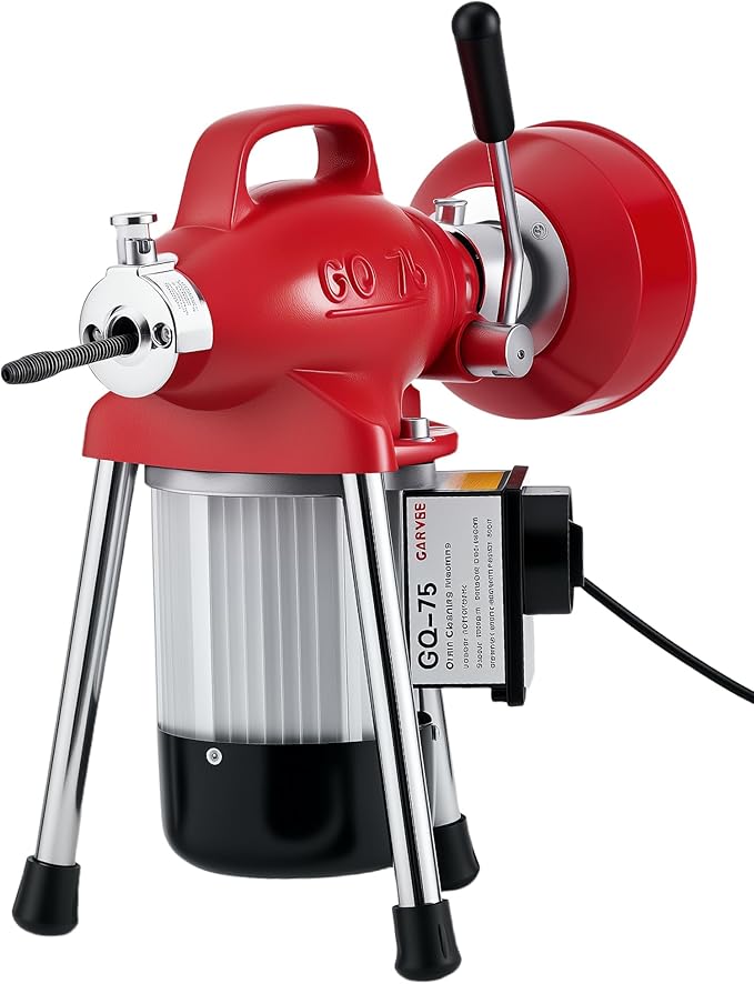GarveeLife Electric Sewer Snake Drain Auger, Drain Cleaner Machine with 66FT x 5/8" & 16FT x 3/8" Steel Cables, 7 Cutters, 500w Power Auto Feed Pipe Snake for 3/4" to 4" Pipes for Sink Toilet Drainage