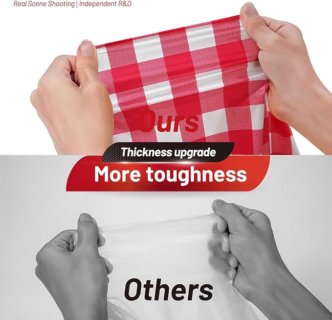 Plastic Table Cloth, 110 Ft X 54 In Disposable Tablecloth Red and White Checkered Tablecloth with Any Cut Sliding Cutters Premium PEVA Plastic Table Cloth Disposable for Picnic, Parties, Festivals