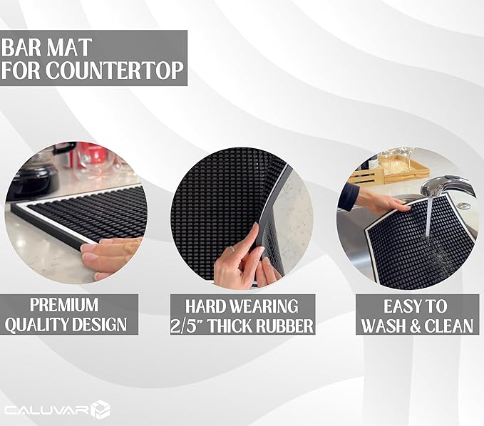 Coffee Bar Mat for Countertop White Frame 18x12 in, Silicone Espresso Machine Mat, Non-Slip Coffee Maker Pad, Housewarming Gift, Barista Accessories, Modern Kitchen Decor