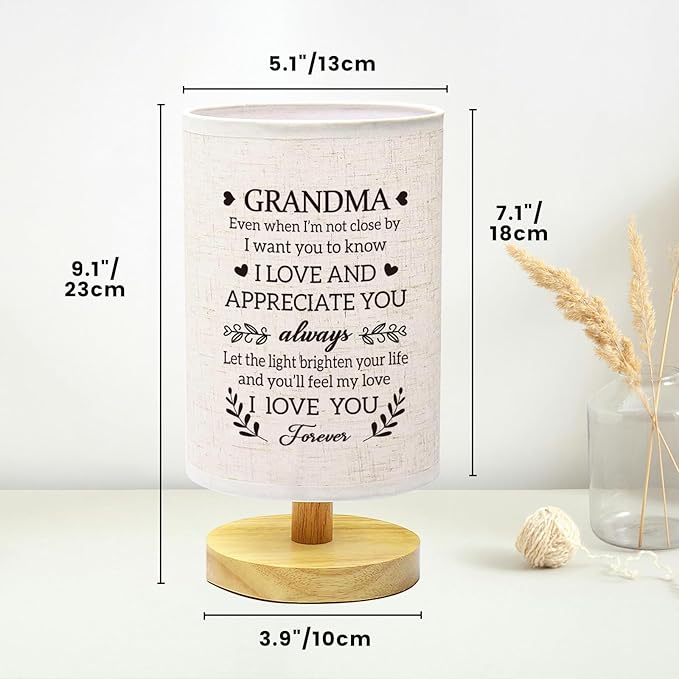 Mothers Day Gifts for Grandma from Grandkids, to My Grandma Fabric Bedside Table Lamp Presents, Birthday Christmas Valentines Gifts for Grandma Grandmother