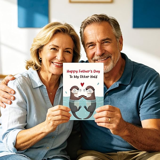 Otter Fathers Day Card Gifts for Husband Boyfriend from Wife Girlfriend, Personalized Double-Sided, Minimalist Premium Design, Perfect Father's Day Decoration Ideas