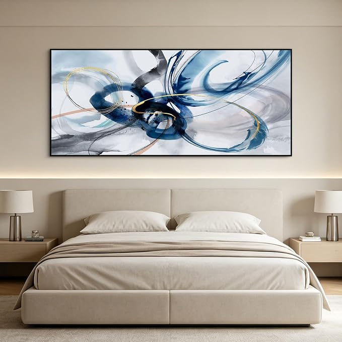 KLAKLA Abstract Wall Art 86x39 Inches - Huge Canvas Picture Wall Decor Living Room Oversized Artwork for Walls Bedroom Office Decoration Modern Frame Wall Art