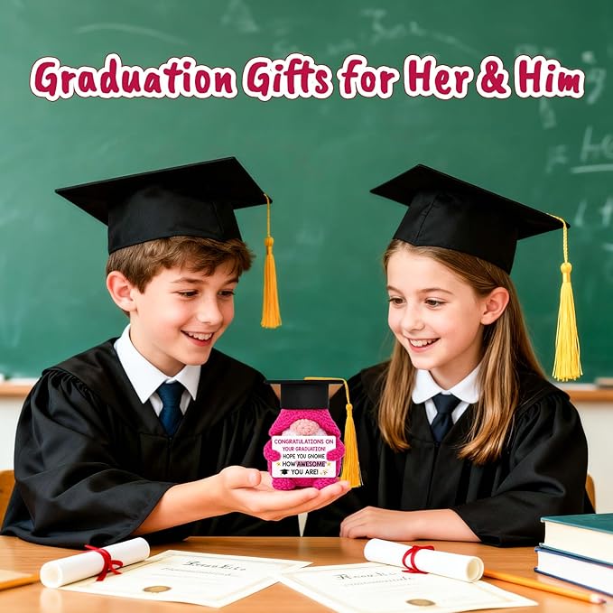 Graduation Gifts Her Women - Class of 2026 Funny Handmade Crochet Gnome Gift for Pre K Prek Kindergarten Preschool Grade Middle High School College Graduate for Him Girls Boys