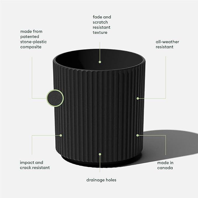 Veradek Demi Series Round Planter for Porch, Patio, Backyard | Durable Plastic-Stone Composite Material | Modern Décor for Tall Plants, Flowers