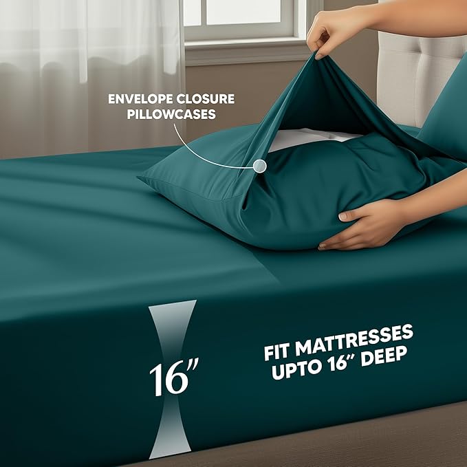 Utopia Bedding Full Size Sheet Set – 4 Piece Bed Sheets, Soft and Breathable Microfiber, Includes 1 Fitted Sheet, 1 Flat Sheet and 2 Pillowcases – Oeko Tex (Teal Green)