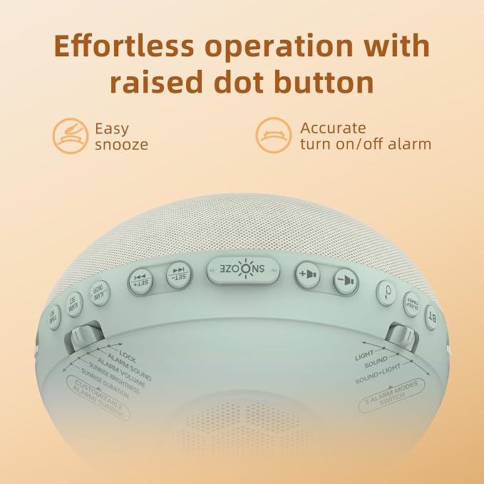 Odokee Sunrise Alarm Clock White Noise Machine: Natural Wake Up Light | Dimmable Clock with Bluetooth Speaker for Bedroom - 25 Sleep Sounds for Baby Adults Kids Sage Green