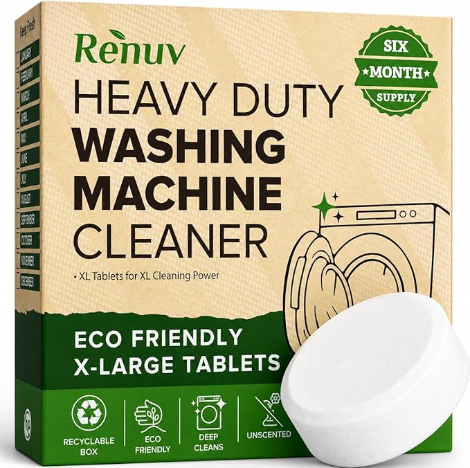 Renuv® Dishwasher Cleaner + Washing Machine Cleaner Bundle - Heavy Duty Appliance Deep Cleaning, Descaling and Deodorizing.