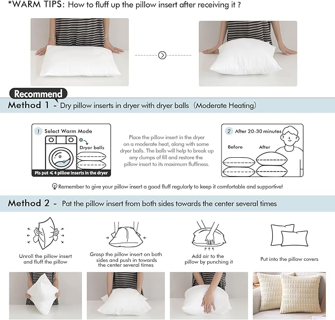 MIULEE 26x26 Inches Pillow Inserts Pack of 2, Decorative Throw Pillow Inserts for Couch