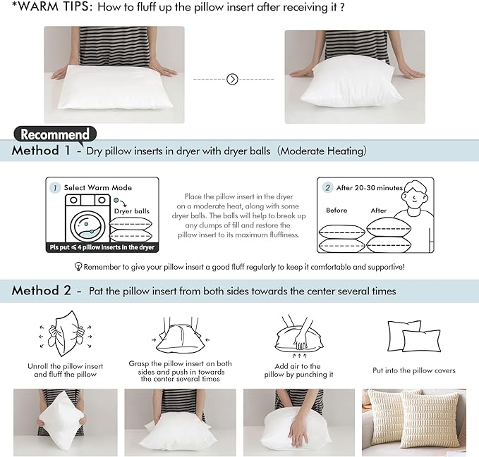 MIULEE 18x18 Inch Throw Pillow Insert Set of 4,Premium Pillow Stuffer Sham Square for Decorative Cushion Bed Couch Sofa