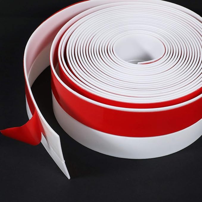 TORRAMI Silicone Door Sweep Draft Stopper 2 inch Width 20 Feet Length,Seal Insulation for Door Under Bottom, Gap, Side, Glass Shower Door, Sliding Door,White