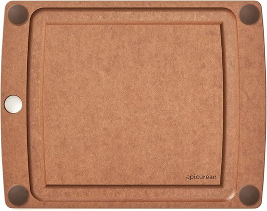 Epicurean All-In-One Cutting Board with Non-Slip Feet and Juice Groove - Non-toxic, Dishwasher Safe, Made in the USA, 11.5" x 9", Nutmeg