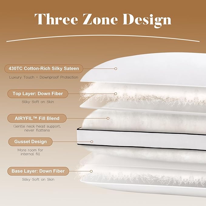 DOWNSTORIA Goose Feather Down King Bed Pillows 2 Pack, Luxury Hotel Collection Pillows Set of 2 with Gusset, Down Surrounded Pillow for Side and Back Sleepers, Gusseted Fluffy Pillows 20x36 in.