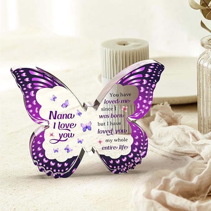 Mothers day Nana Gifts, Gifts for Nana, Nana Birthday Gift from Grandchild - Butterfly Acrylic Plaque for Christmas Valentines Mothers Day Thanksgiving