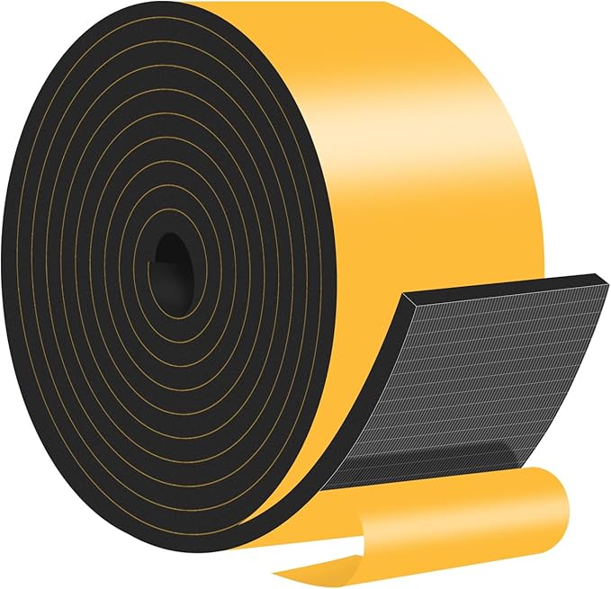 Weather Stripping Door Seal,Weather Stripping,Soundproof,Cold Insulation,High Density CR Foam Insulation Tape for Door, Front Door Frame, Windows,Sliding Door (Black, 4 in x 1/4 in x 10Ft)