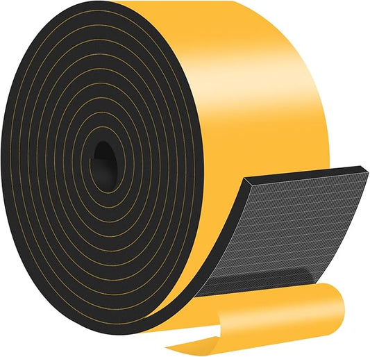 Weather Stripping Door Seal,Weather Stripping,Soundproof,Cold Insulation,High Density CR Foam Insulation Tape for Door, Front Door Frame, Windows,Sliding Door (Black, 4 in x 1/4 in x 10Ft)