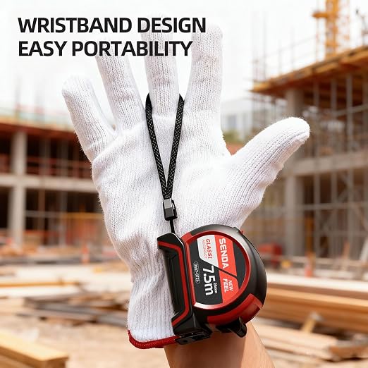 SENDA Tape Measure 25FT with 1/8 Fraction, Double-Hook Measuring Tape Retractable with 1 Inch Wide Blade & Belt Clip, ABS TPR Rubber Protection,Matte Nylon-Coated Blade for DIY, Construction (2 Pack)