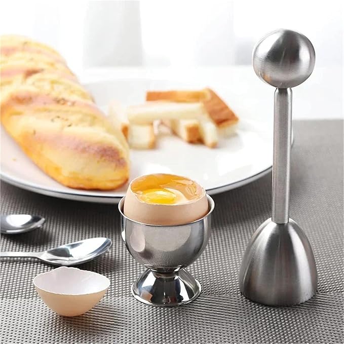 Stainless Steel Eggshell Opener Soft Boiled Egg Cup Holder Home Kitchen Gadgets(1Pc Egg Shell Opener)