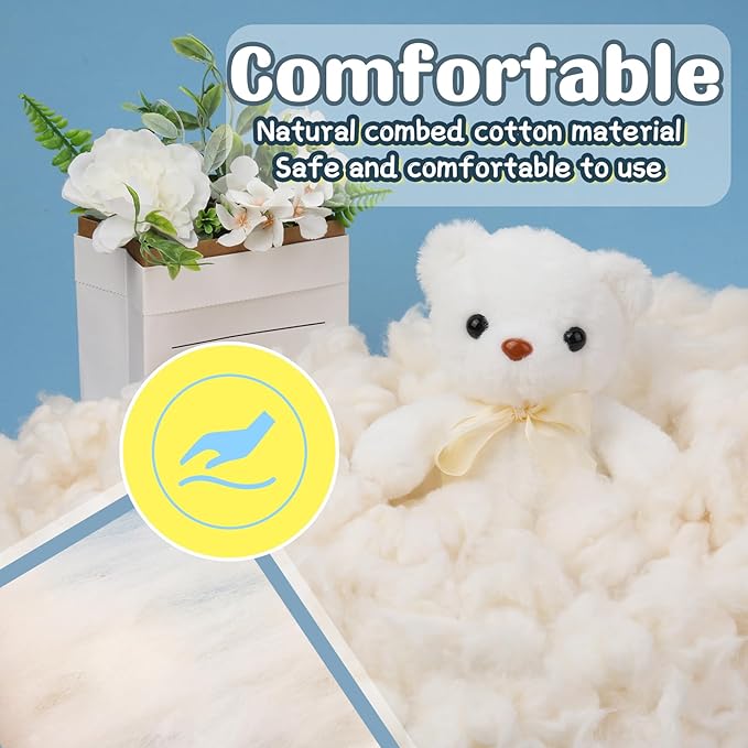 10.58oz Combed Cotton Filling, High Resilience Cotton Stuffing, Premium Pillow Stuffing for Cushions Crochet DIY Crafts, Stuffed Animals