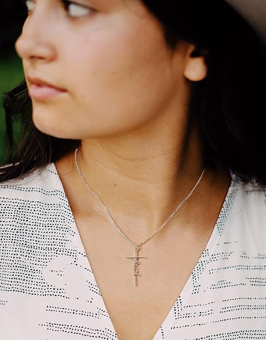 Lcherry Faith Cross Pendant Necklace for Women Religious Christian Jewelry Mother's Day Gifts for Women