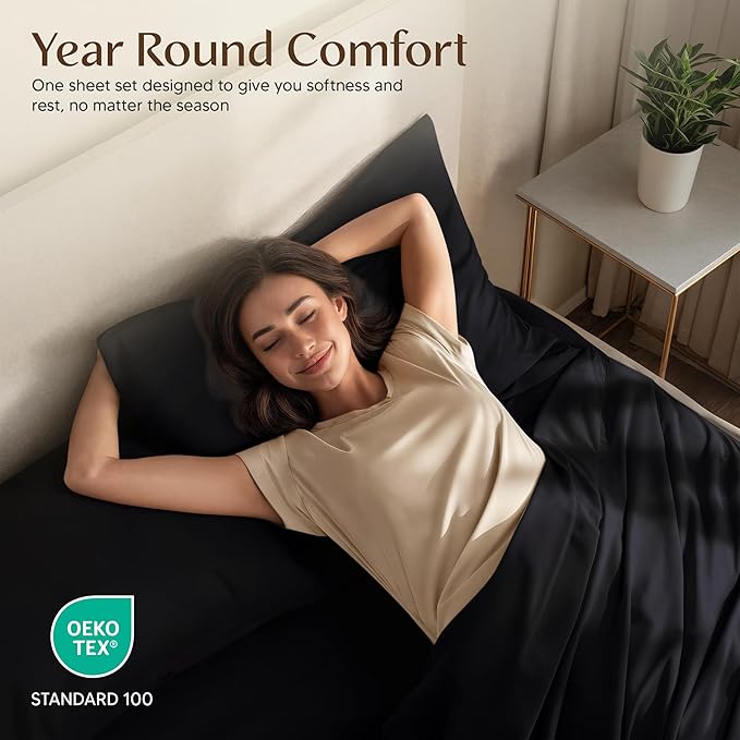 Utopia Bedding Full Size Sheet Set – 4 Piece Bed Sheets, Soft and Breathable Microfiber, Includes 1 Fitted Sheet, 1 Flat Sheet and 2 Pillowcases – Oeko Tex (Black)