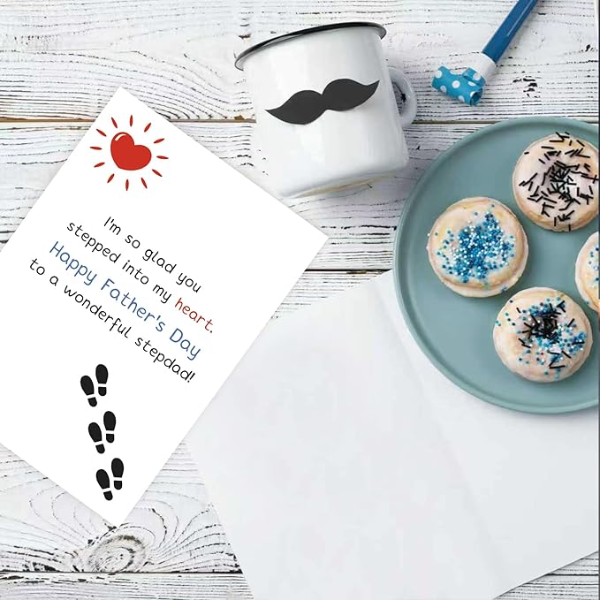 Step Dad Father Day Card, Funny Bonus Dad Fathers Day Card Gifts from Son Daughter, Happy Father's Day to A Wonderful Stepdad