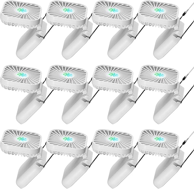 Hortsun 12 Pcs Mini Handheld Fan Bulk Portable Personal Neck Fan Small Foldable Hands Free with USB Rechargeable Gifts for Travel Summer Concerts Vacation Outdoor 3 Speed(White)