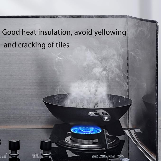 Cooking Splash Guards, Stainless Steel Oil Splatter Guard, Stove Splash Guard, Folding Splash Shield Panel, Non-Stick 3 Sided Splatter Guard, for Gas Stoves and Frying Pa,40x80x40cm