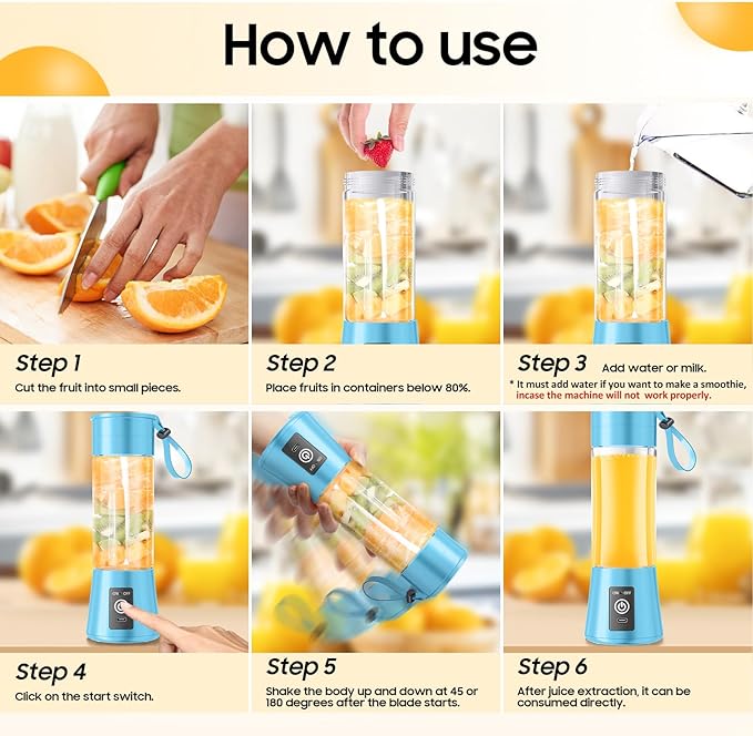 2026 Newly Upgraded Portable Smoothie Blender - Cordless Personal Blender Type-C Rechargeable, 13Oz Juice Cup BAP Free, 20,000Rpm Speed Powerful Blending, Freshly Squeezed in Sports/Office