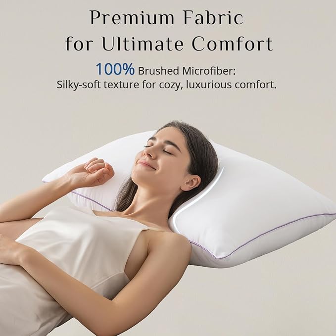 JOLLYVOGUE Pillows Standard Size Set of 1, Washable Supportive Single Bed Pillow with Super Soft Down Alternative Fill, Luxury Fluffy Hotel Quality for Side, Back, and Stomach Sleepers
