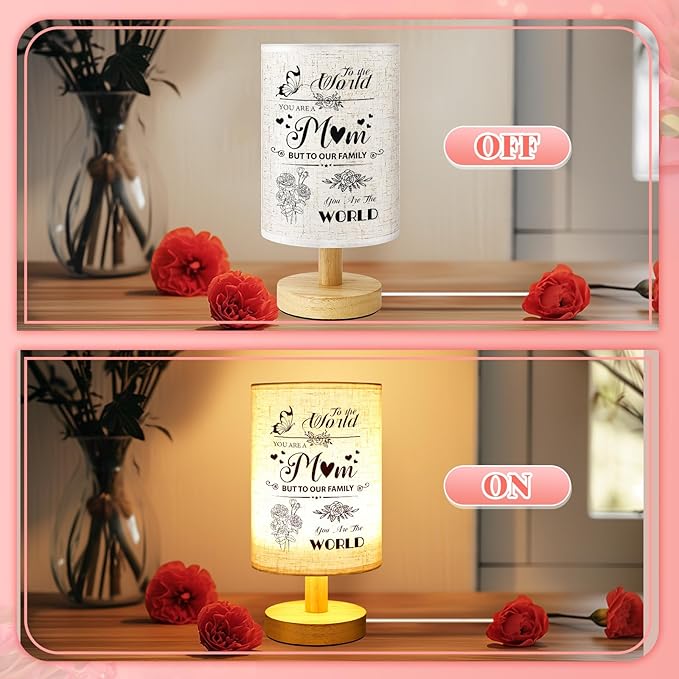 Linkax Mothers Day Gifts for Mom Wife Grandma Daughter Sister Nana Nanny from Son Daughter, Table Lamps Night Light with Fabric Shade, Personalized Mom Birthday Gifts for Mothers Day
