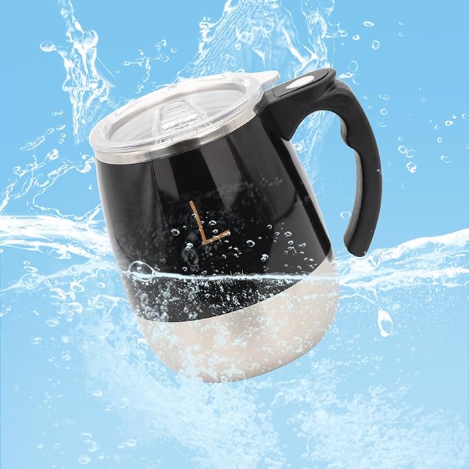 Rechargeable Self Stirring Mug - Magnetic Electric Auto Mixing Stainless Steel Cup for Office/Kitchen/Travel/Home Coffee/Tea/Hot Chocolate/Milk-390 ml/13.2 oz(Black)