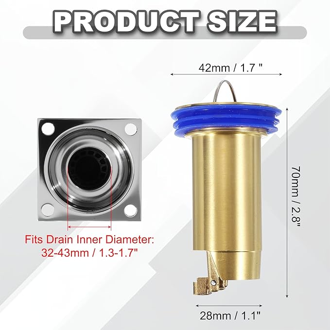 uxcell Odor Proof Floor Drain, 2.8" Brass Floor Drain Cover Shower Plug Drain Backflow Preventer Suitable for Pipes Tubes Bathroom Kitchen, Gold
