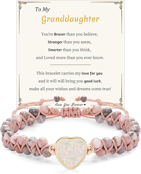 Mothers Day Gifts for Daughter Granddaughter, To My Mom Grandma Wife Girlfriend Sister Jasper Heart Bracelets Birthday Anniversary Christmas Stocking Stuffers Valentines Day Jewelry