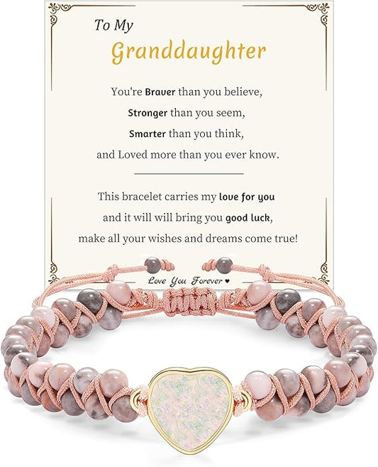 Mothers Day Gifts for Daughter Granddaughter, To My Mom Grandma Wife Girlfriend Sister Jasper Heart Bracelets Birthday Anniversary Christmas Stocking Stuffers Valentines Day Jewelry