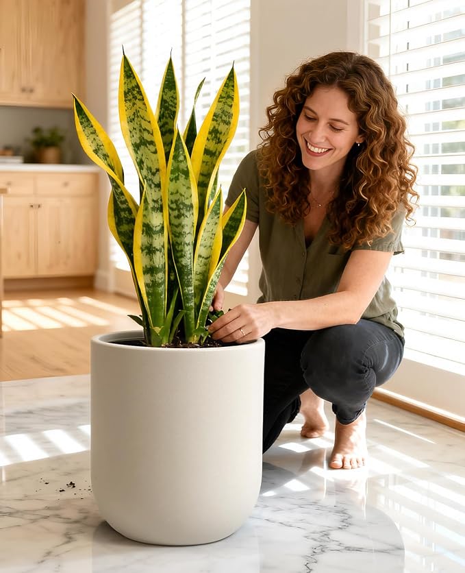 homenote Flower Pots 13 Inch,Large Plant Pots Indoor with Drainage,Plastic Pots for Plants,Garden Pots for Outdoor,Large Planters for Indoor Plants,Big Plastic Planter,White