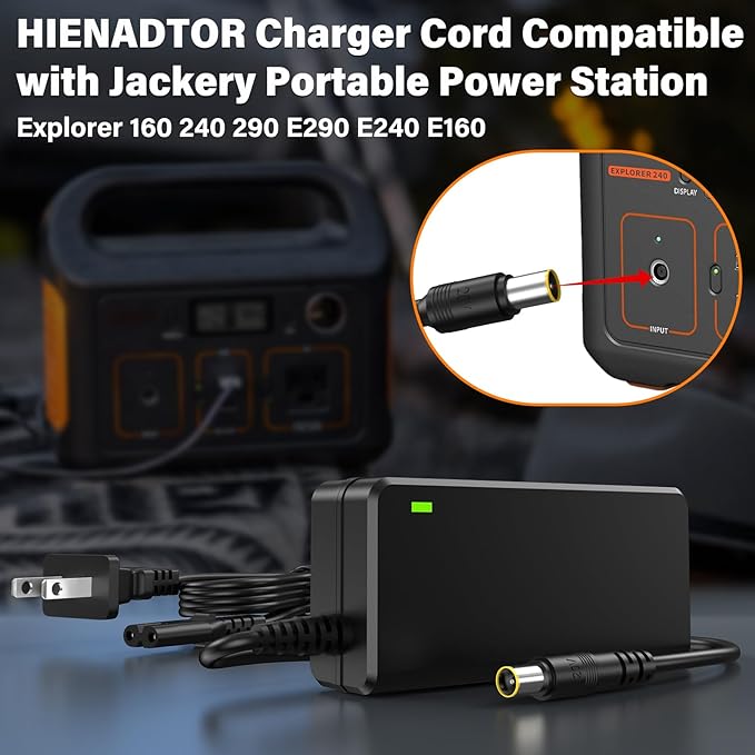 65W for Jackery Portable Power Station Charger Power Cord for Jackery Explorer 160 240 290 E290 E240 E160 Solar Generator & for Honda 290 200 Power Supply AC Adapter Battery Charging Plug Cable