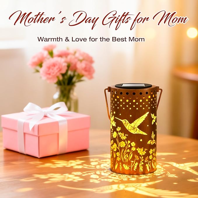 ANYTALK Hummingbird Solar Lanterns Outdoor Waterproof, Birthday Gifts for Women Mom Grandma, Hanging Solar Lights for Yard, Patio, Porch, Garden Decor, Christmas Gifts for Her/Him