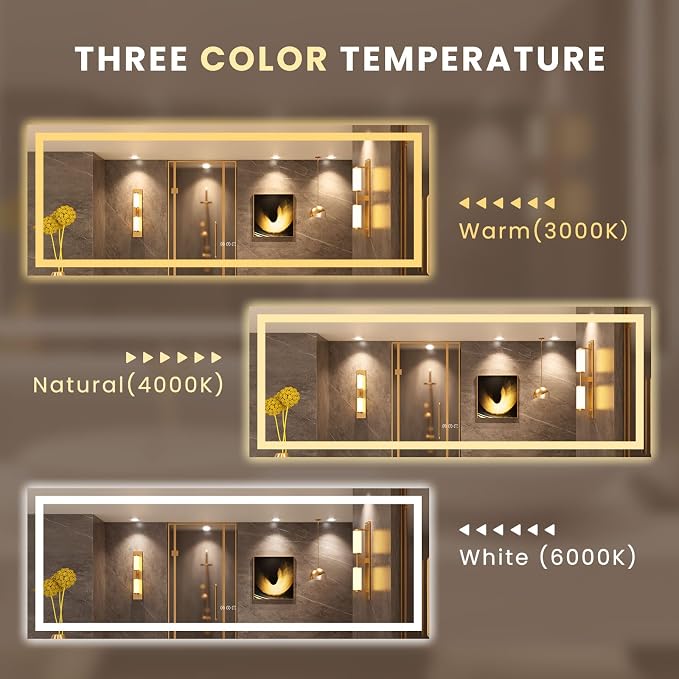 LOAAO 84"X32" LED Bathroom Mirror with Lights, Anti-Fog, Dimmable, Backlit + Front Lit, Lighted Bathroom Vanity Mirror for Wall, Memory Function, Tempered Glass, ETL Listed