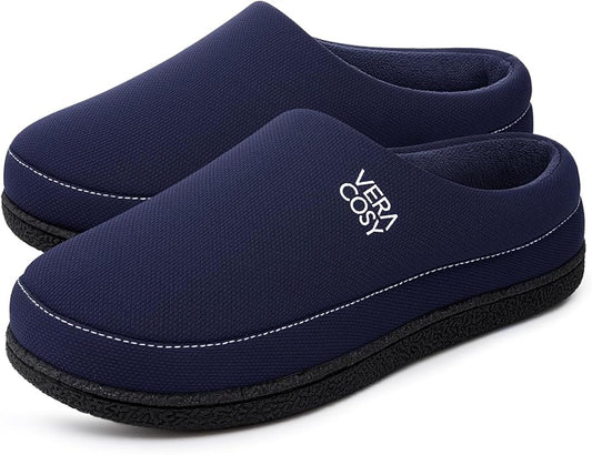 VeraCosy Men's Moccasin Slippers Comfy Soft Durable Slip-on Indoor Memory Foam House Shoes