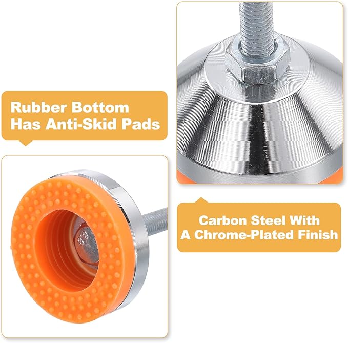 uxcell 8 Pack Adjustable Heavy Duty Leveling Feet, 50mm/2" Dia Base M8 x 50mm Thread Anti-Slip Shock-Absorbing Furniture Leveler Legs for Workbench, Machine, Cabinet