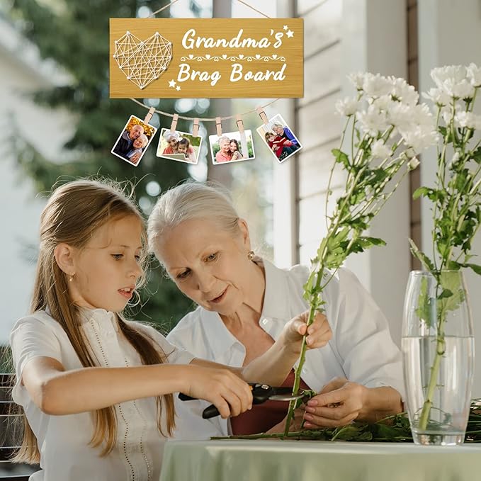 Yunfan Mothers Day Gifts for Grandma's Brag Board Grandma Gifts from Grandkids Picture Frame Photo Holder Grandma Birthday Christmas Thanksgiving Valentines Xmas