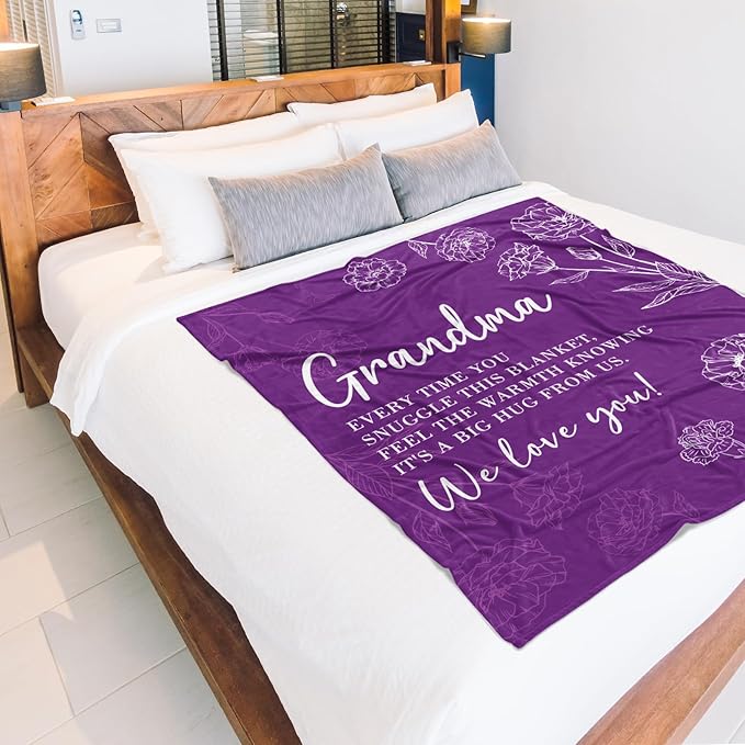 Mothers Day Grandma Gifts, Birthday Gifts for Grandma from Grandkids, to My Grandmother Soft Throw Blanket 50" x 60", Purple