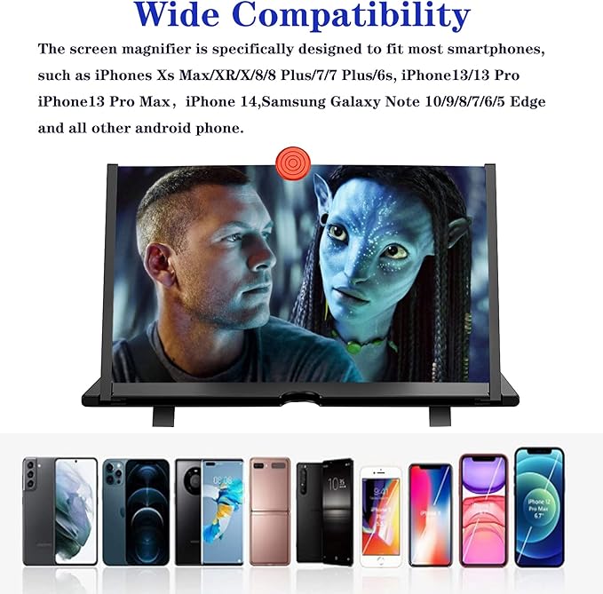 16" Screen Magnifier for Cell Phone,3D Magnifying Projector Screen Enlarger Expander for Movies, Videos, and Gaming, Foldable Phone Stand with Screen Amplifier, Gifts for Mom Dad