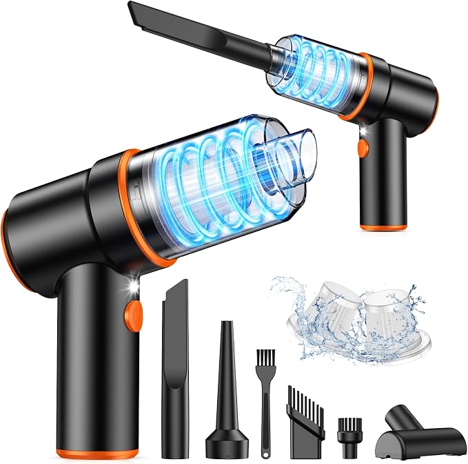 KMM Handheld Car Vacuum Cleaner, 9000PA Hand Held Vacuum & Air Duster | 120W High Power, Portable, Cordless, Rechargeable, Multi-Nozzles & LED Light, For Home, Car, Office