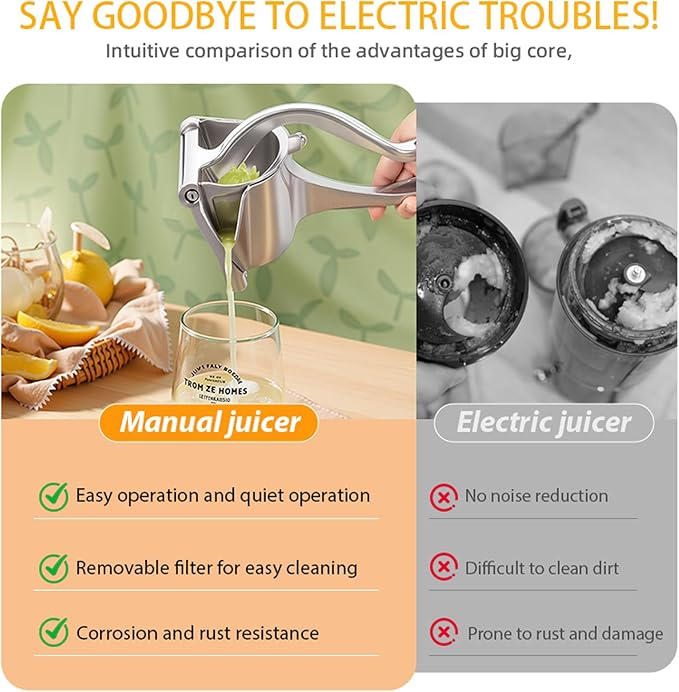 Juicer, Fresh Fruit Juice Extractor Aluminum Alloy, Juice Squeezer Handheld, manual juicer, Easy to Clean with 0.6L Capacity, Heavy Duty Single Press Lemon Squeezer for Lemon, Orange, Grape