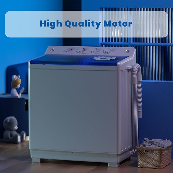 Auertech Portable Washing Machine, 40lbs Twin Tub Washer Large Laundry Machine with Drain Pump, Semi-automatic 24lbs Washer 16lbs Spinner Combo for Dorms, Apartments, RVs