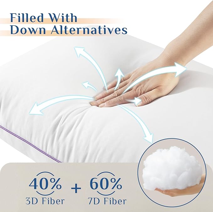 JOLLYVOGUE Pillows Standard Size Set of 6, Washable Supportive 6 Pack Bed Pillows with Super Soft Down Alternative Fill, Luxury Fluffy Hotel Quality for Side, Back and Stomach Sleepers