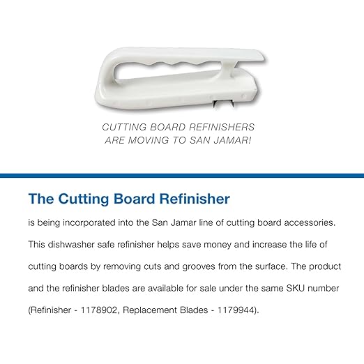 San Jamar Cutting Board Refinisher Cutting Board Scraper with Grooved Handle for Kitchen and Restaurants, Plastic, 6.5 x 2.5 Inches, White