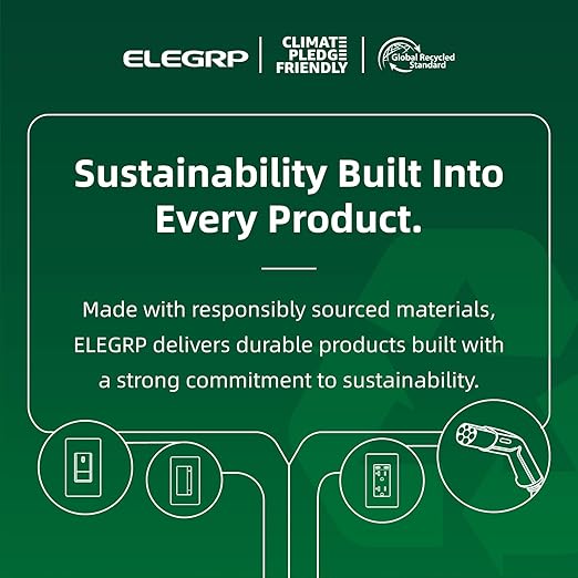 ELEGRP Decorator Wall Receptacle Outlet, Tamper Resistant 15 Amp Standard Electrical Wall Outlet, Residential Grade, Self-grounding, 125V, 2 Pole 3 Wire, 5-15R, UL Listed, Glossy White, 50 Pack