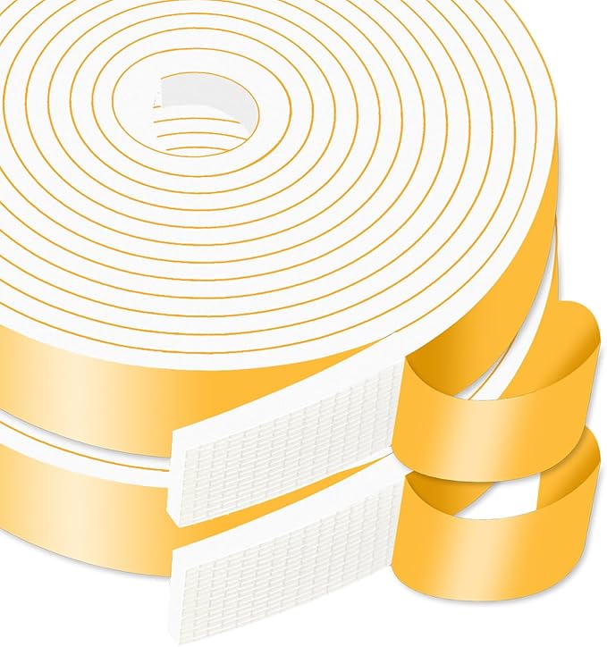 Weather Stripping,Weather Stripping Door Seal Stripping,High Density CR Foam,Door Seal Strip for Door Frame,Window Frame,Sliding Door (White,1 in x 1/4 in x 66Ft)